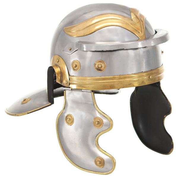 vidaXL Roman Soldier Helmet Antique Replica for LARP Silver Steel