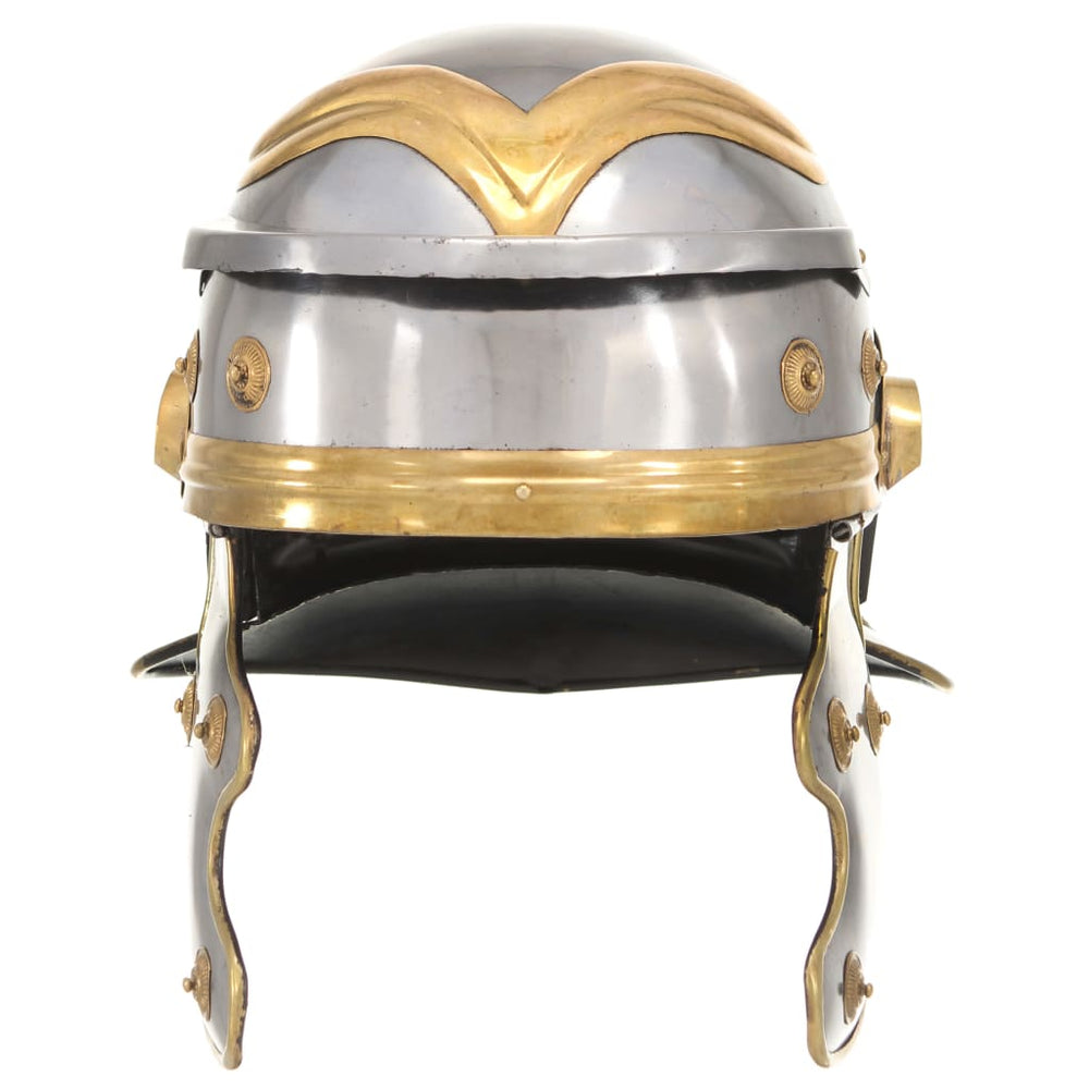 vidaXL Roman Soldier Helmet Antique Replica for LARP Silver Steel