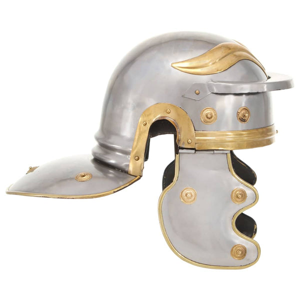 vidaXL Roman Soldier Helmet Antique Replica for LARP Silver Steel