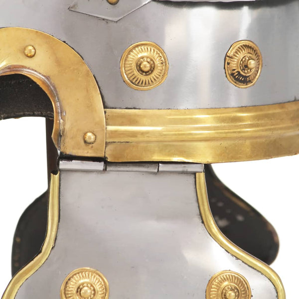 vidaXL Roman Soldier Helmet Antique Replica for LARP Silver Steel