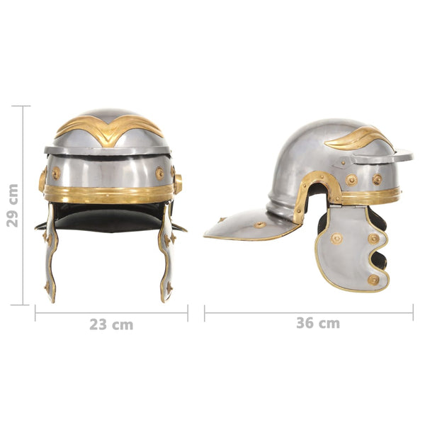 vidaXL Roman Soldier Helmet Antique Replica for LARP Silver Steel