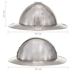 vidaXL Medieval Knight Helmet Antique Replica LARP Silver Steel