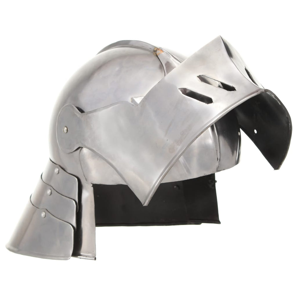 vidaXL Medieval Knight Helmet Antique Replica LARP Silver Steel