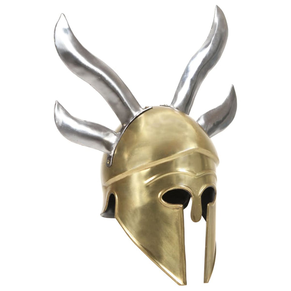 vidaXL Greek Warrior Helmet Antique Replica for LARP Brass Steel