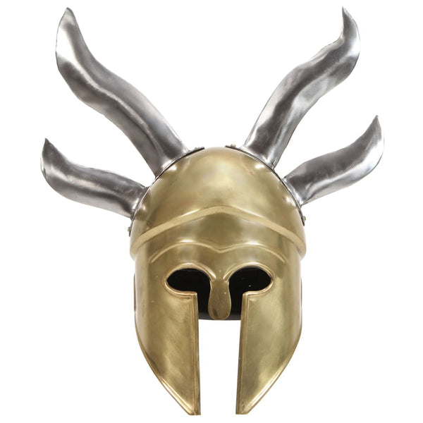 vidaXL Greek Warrior Helmet Antique Replica for LARP Brass Steel