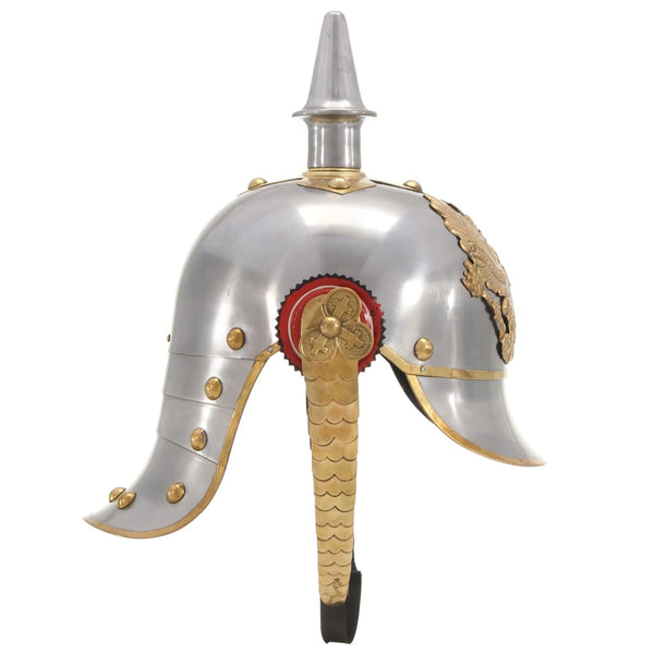 vidaXL German Prussian Helmet Antique Replica LARP Silver Steel