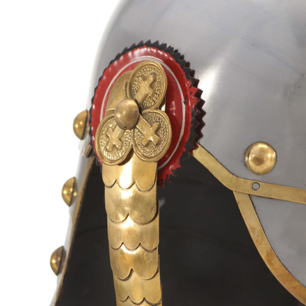 vidaXL German Prussian Helmet Antique Replica LARP Silver Steel