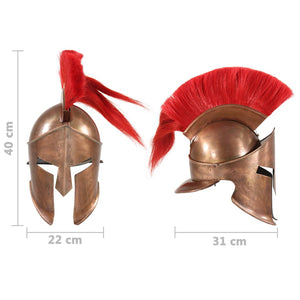 vidaXL Greek Warrior Helmet Antique Replica LARP Copper Steel