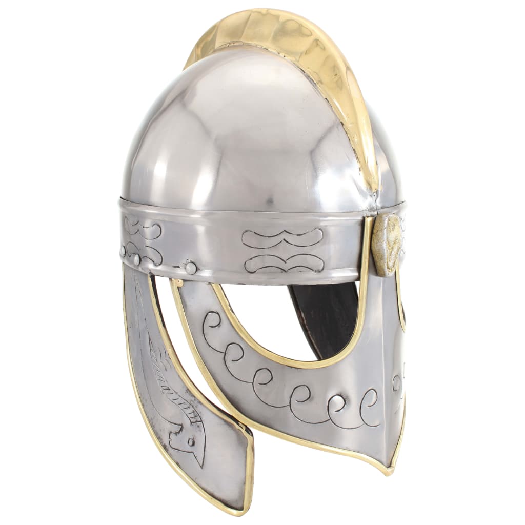 vidaXL Beowulf Helmet Antique Replica for LARP Silver Steel