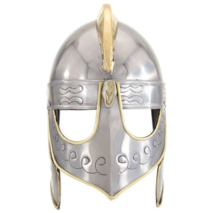 vidaXL Beowulf Helmet Antique Replica for LARP Silver Steel