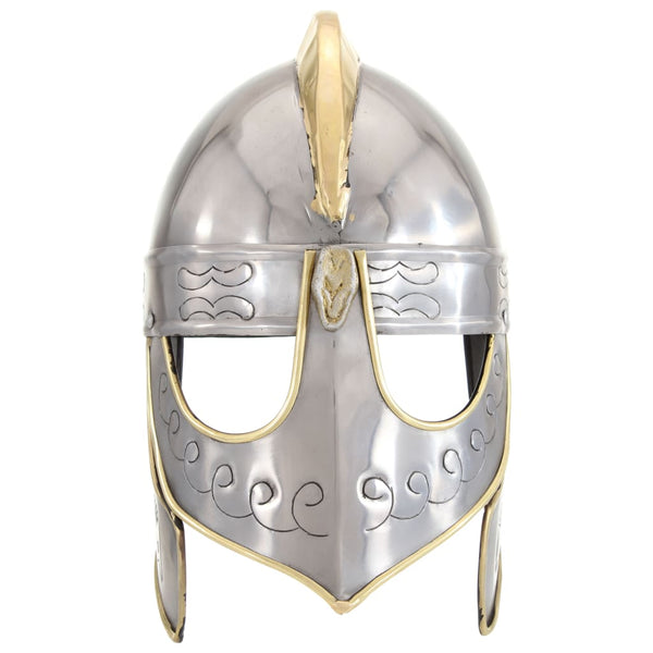 vidaXL Beowulf Helmet Antique Replica for LARP Silver Steel