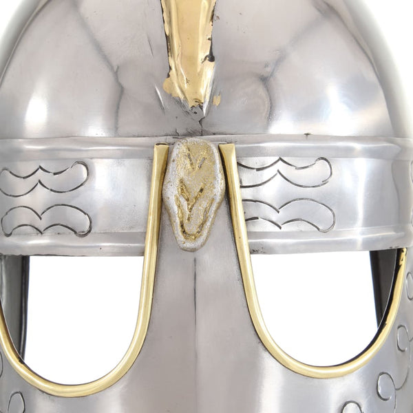 vidaXL Beowulf Helmet Antique Replica for LARP Silver Steel