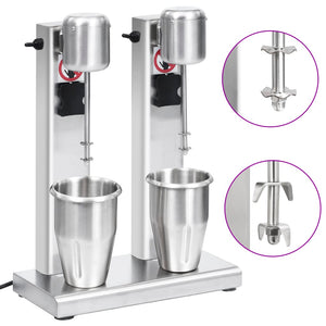 vidaXL Milkshake Maker with Two Cups Stainless Steel 2 L