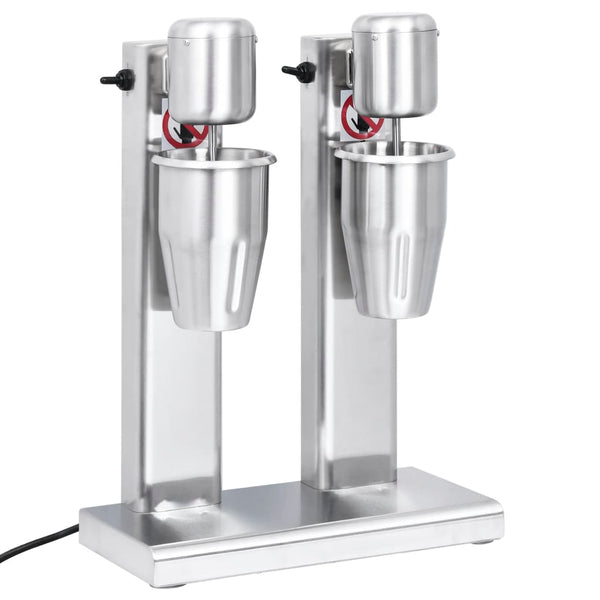 vidaXL Milkshake Maker with Two Cups Stainless Steel 2 L
