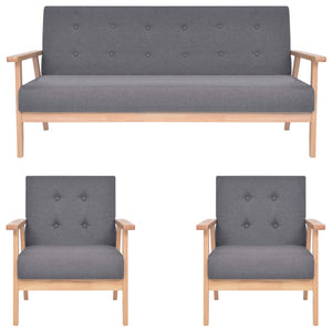 vidaXL 3-Piece Sofa Set Fabric Dark Grey