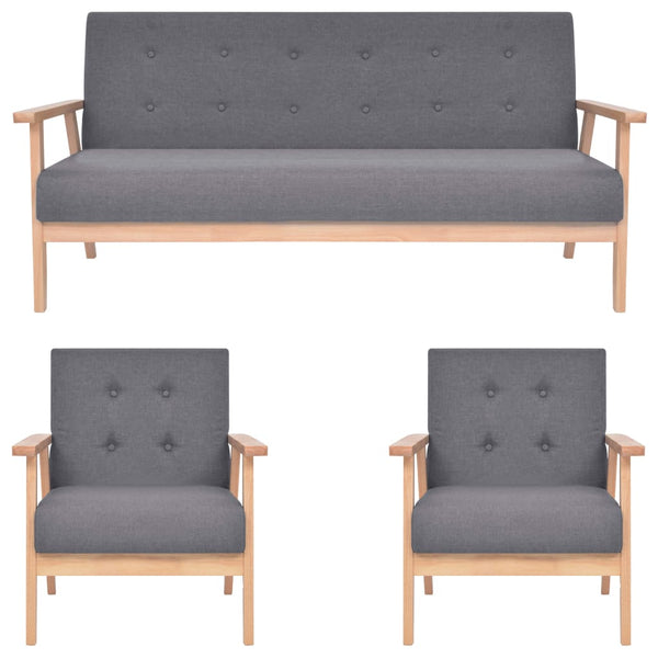 vidaXL 3-Piece Sofa Set Fabric Dark Grey