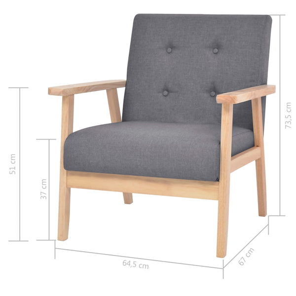 vidaXL 3-Piece Sofa Set Fabric Dark Grey