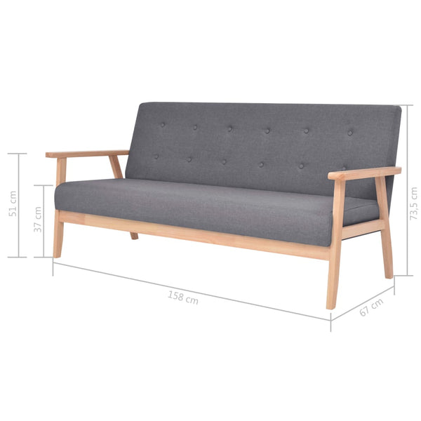 vidaXL 3-Piece Sofa Set Fabric Dark Grey