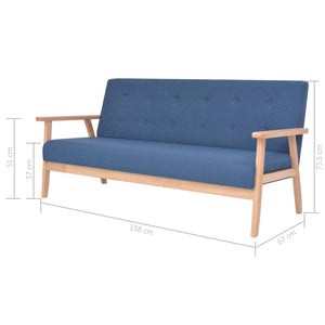 vidaXL 3-Piece Sofa Set Fabric Blue