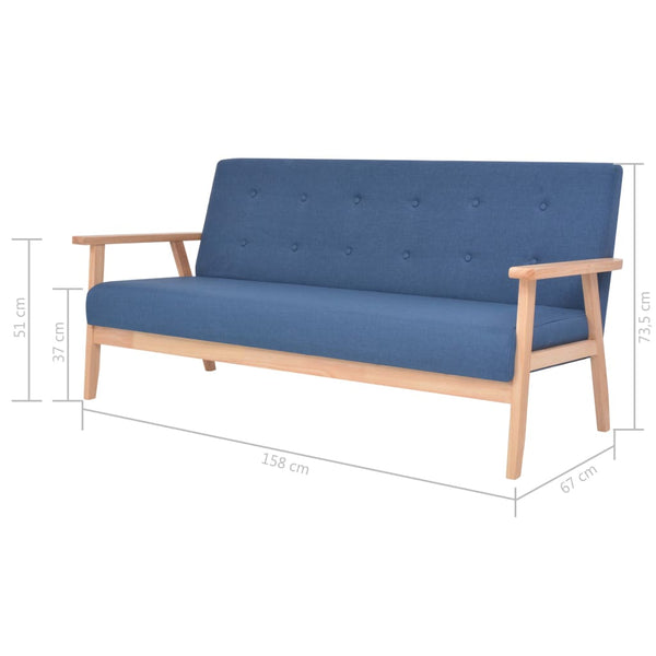 vidaXL 3-Piece Sofa Set Fabric Blue
