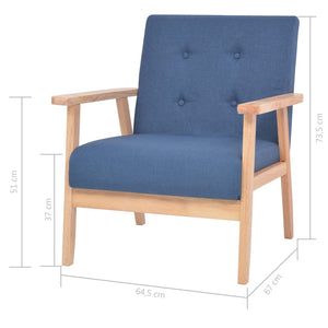 vidaXL 3-Piece Sofa Set Fabric Blue