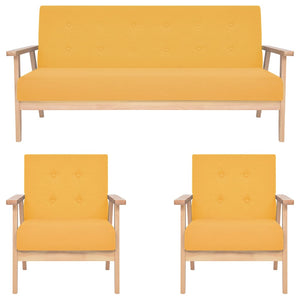 vidaXL 3-Piece Sofa Set Fabric Yellow