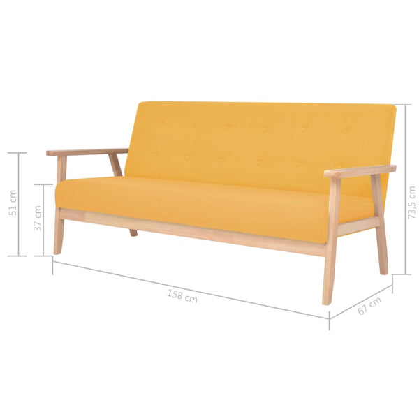 vidaXL 3-Piece Sofa Set Fabric Yellow