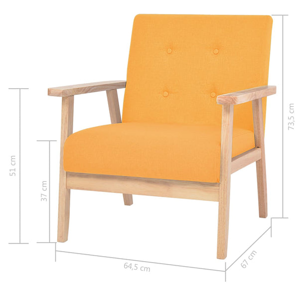 vidaXL 3-Piece Sofa Set Fabric Yellow