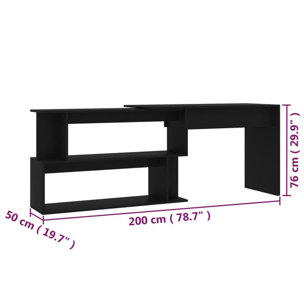 Eckschreibtisch Schwarz 200 cm