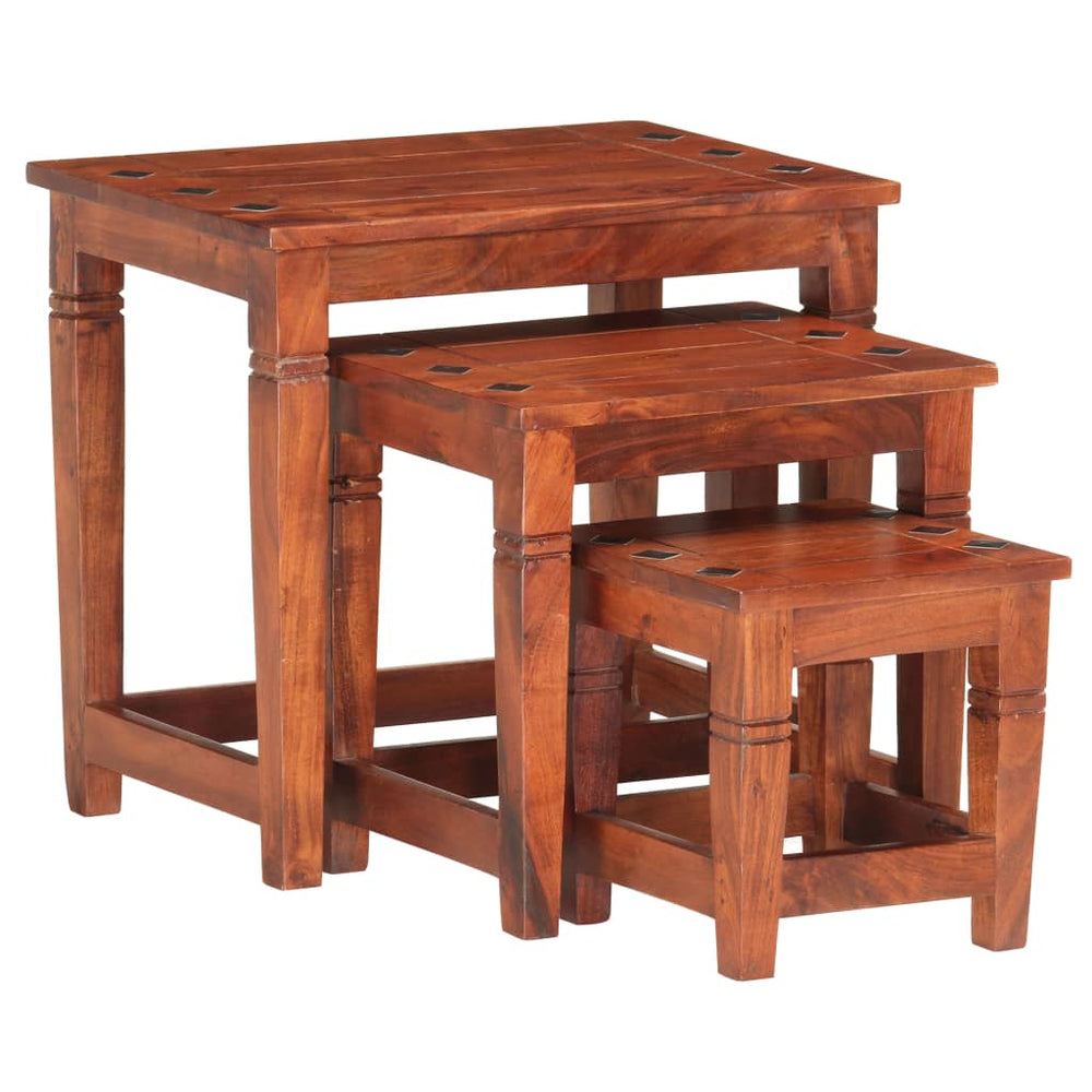 vidaXL Nesting Tables 3 pcs. Solid Acacia Wood