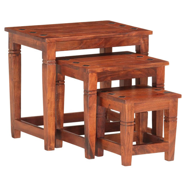 vidaXL Nesting Tables 3 pcs. Solid Acacia Wood