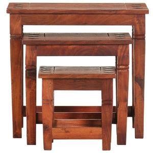 vidaXL Nesting Tables 3 pcs. Solid Acacia Wood