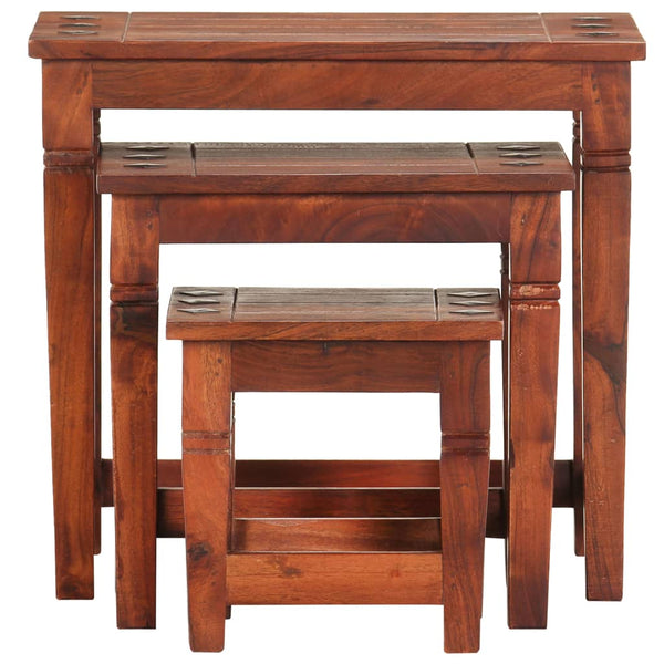 vidaXL Nesting Tables 3 pcs. Solid Acacia Wood