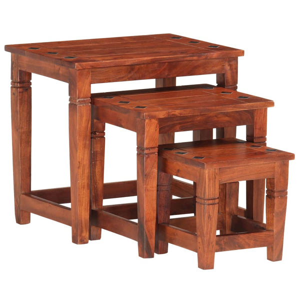vidaXL Nesting Tables 3 pcs. Solid Acacia Wood