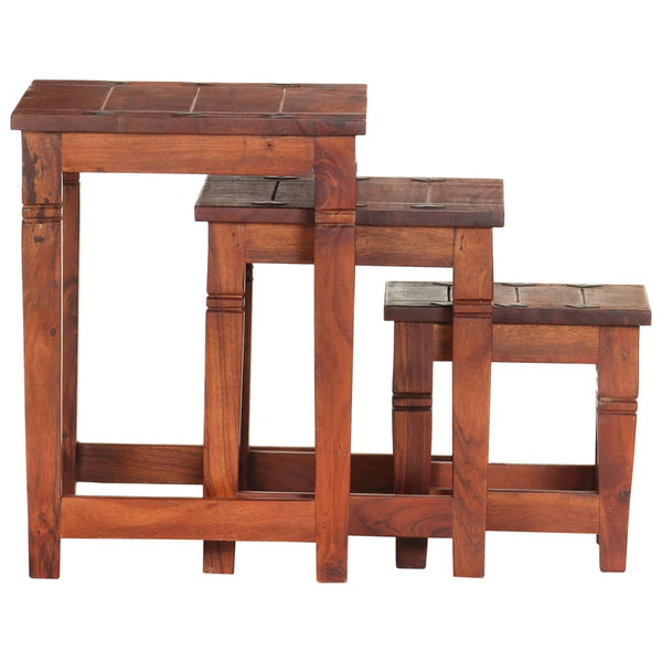 vidaXL Nesting Tables 3 pcs. Solid Acacia Wood