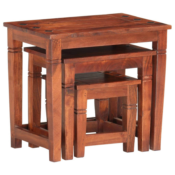 vidaXL Nesting Tables 3 pcs. Solid Acacia Wood