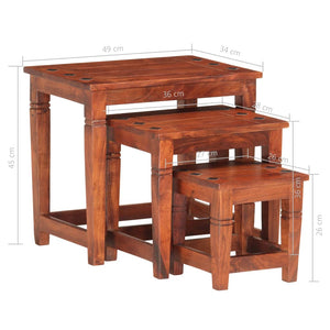 vidaXL Nesting Tables 3 pcs. Solid Acacia Wood