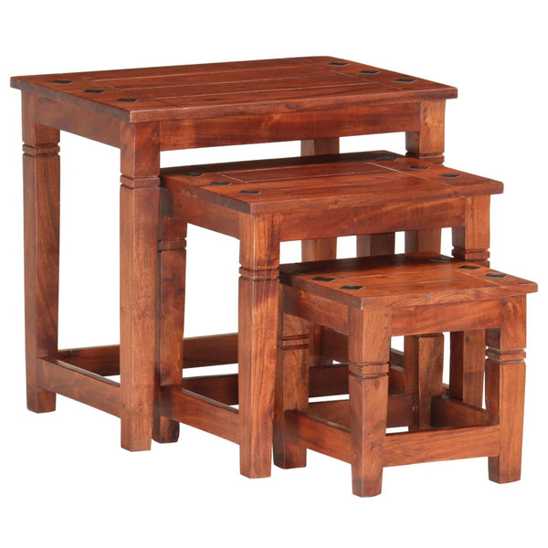 vidaXL Nesting Tables 3 pcs. Solid Acacia Wood