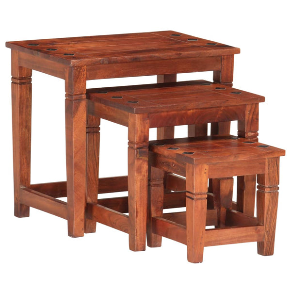 vidaXL Nesting Tables 3 pcs. Solid Acacia Wood