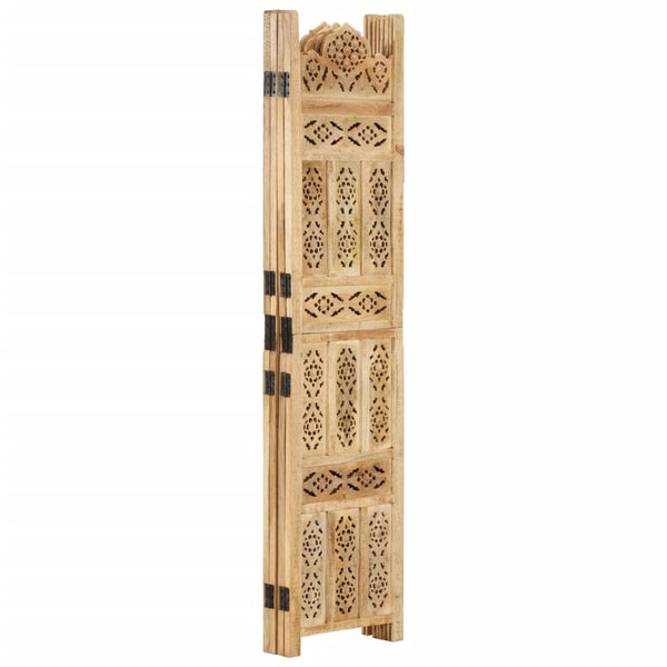 vidaXL 4-Panel Hand-Carved Room Divider 160x165 cm Solid Mango Wood