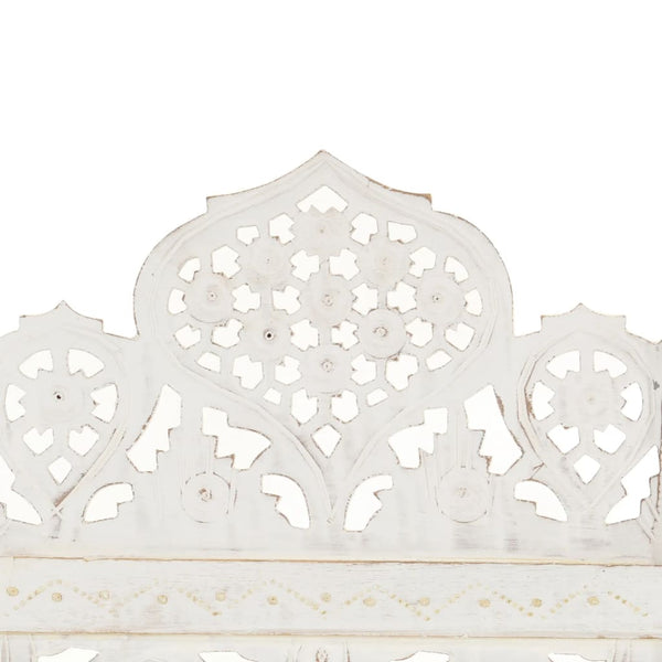 vidaXL 3-Panel Room Divider Hand-Carved White 120×165cm Solid Mango Wood