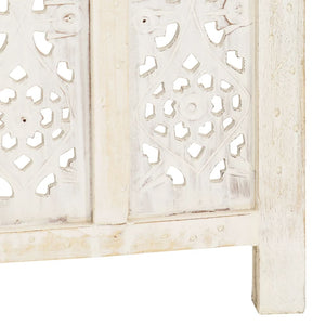 vidaXL 3-Panel Room Divider Hand-Carved White 120×165cm Solid Mango Wood