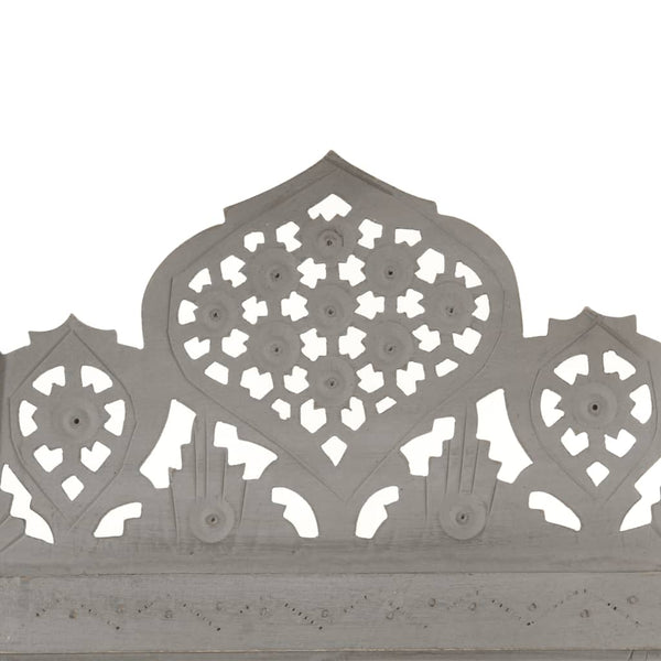 vidaXL 3-Panel Hand-Carved Room Divider Grey 120×165cm Solid Mango Wood