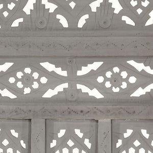 vidaXL 3-Panel Hand-Carved Room Divider Grey 120×165cm Solid Mango Wood