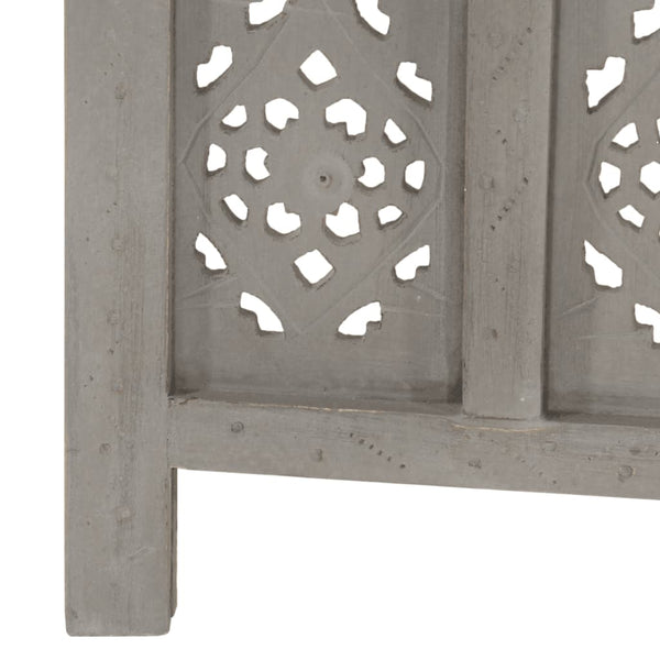 vidaXL 4-Panel Hand-Carved Room Divider Grey 160x165 cm Mango Wood