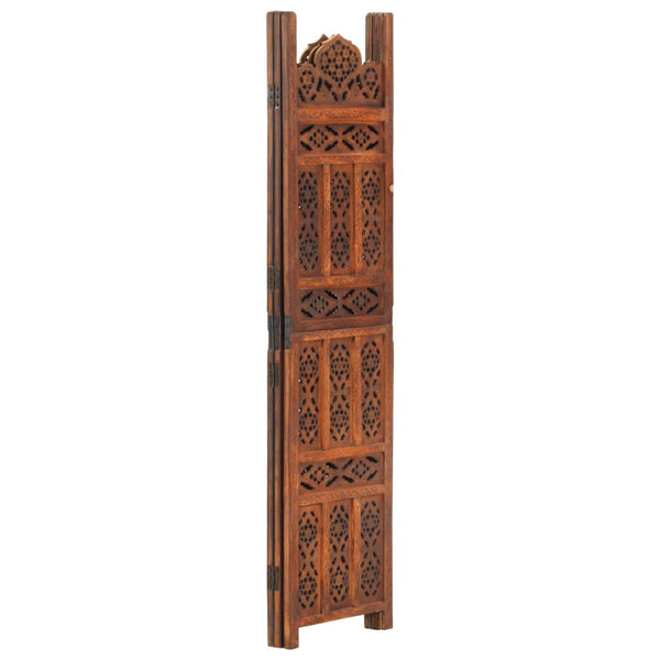 vidaXL 3-Panel Hand-Carved Room Divider Brown 120×165 cm Mango Wood