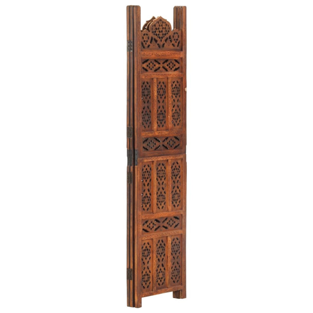 vidaXL 3-Panel Hand-Carved Room Divider Brown 120×165 cm Mango Wood