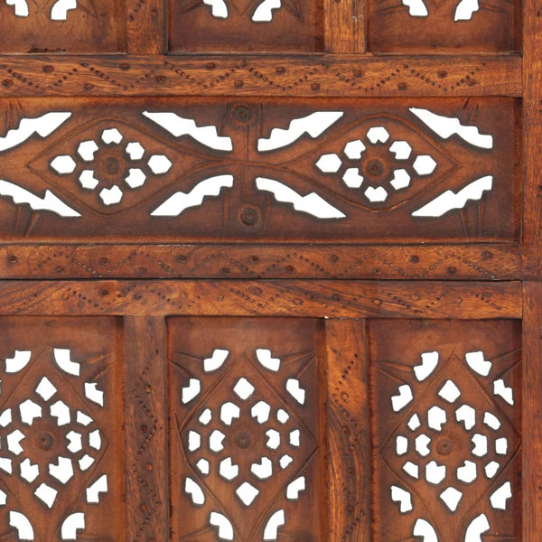 vidaXL 3-Panel Hand-Carved Room Divider Brown 120×165 cm Mango Wood