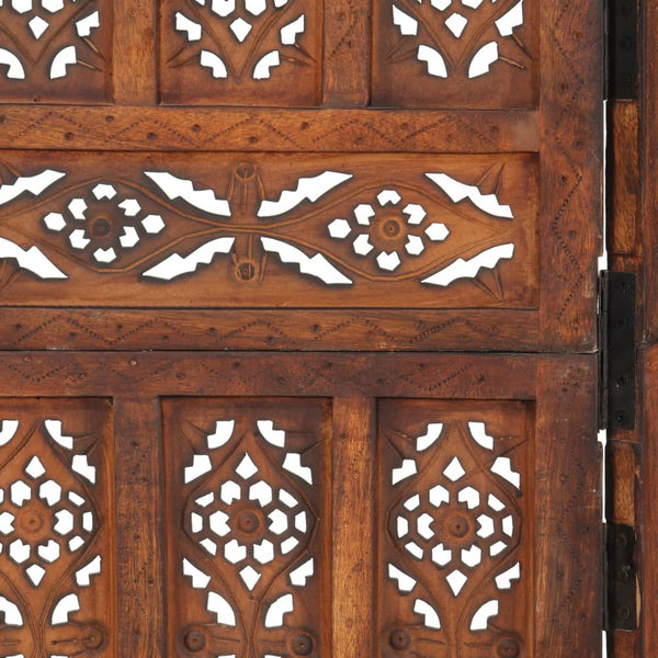 vidaXL 5-Panel Hand-Carved Room Divider Brown 200×165 cm Mango Wood