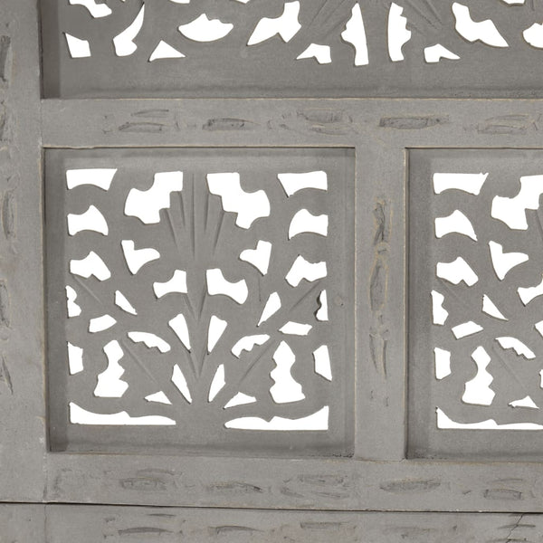 vidaXL 4-Panel Hand-Carved Room Divider Grey 160x165 cm Mango Wood